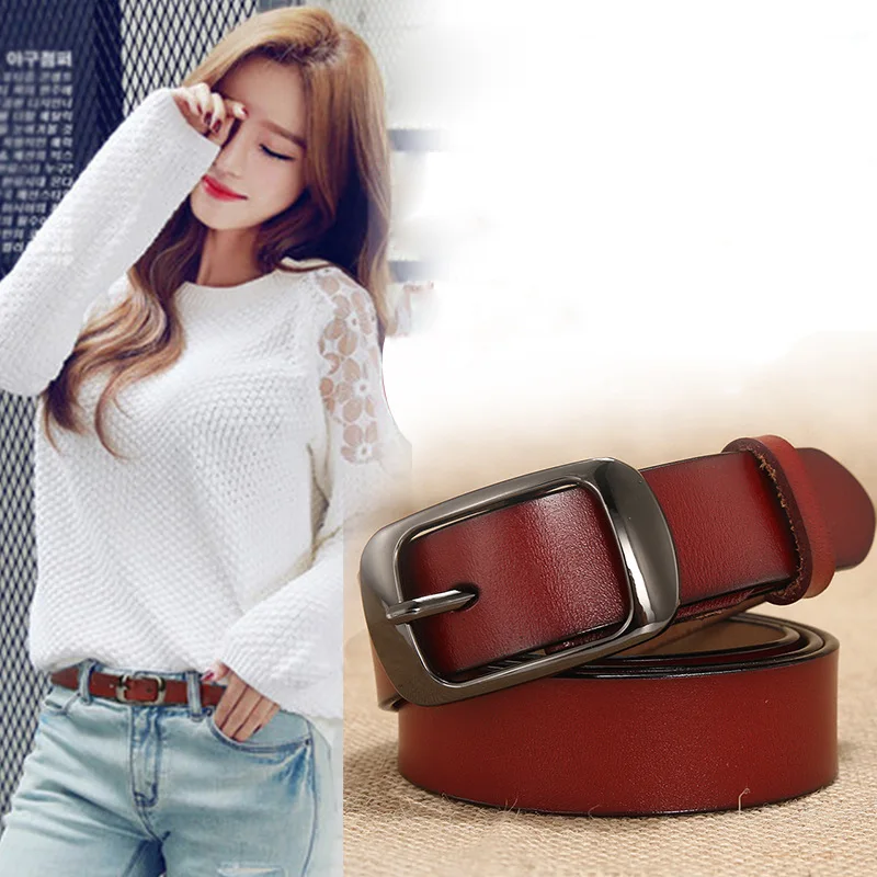 

New Women's Belts Genuine Leather Brand New Designer Fashion Straps Female Waistband Pin Buckles Fancy Vintage For Jeans 2021