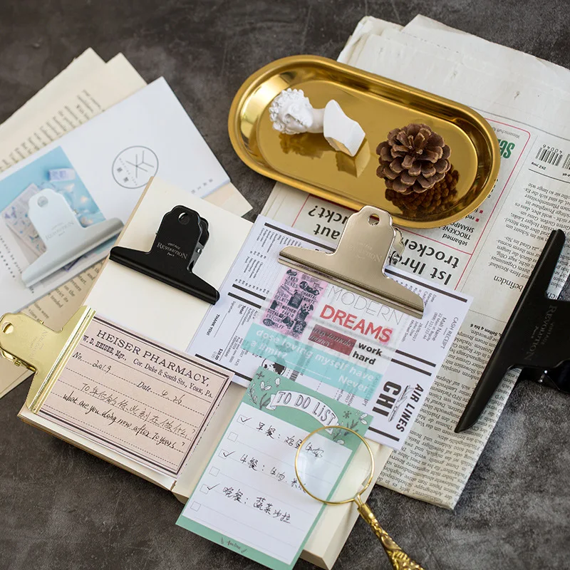 Зажимы для бумаг черные золотые металлические петли зажимы рукоделия фотографий