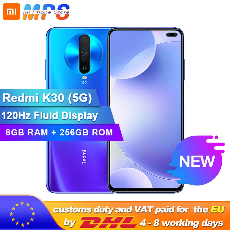 Xiaomi Redmi K30 5G 8 Гб 256 ГБ восьмиядерный смартфон Snapdragon 765G 6,67 дюйма 64 мп четырехъядерный камера заднего вида 4500 мАч