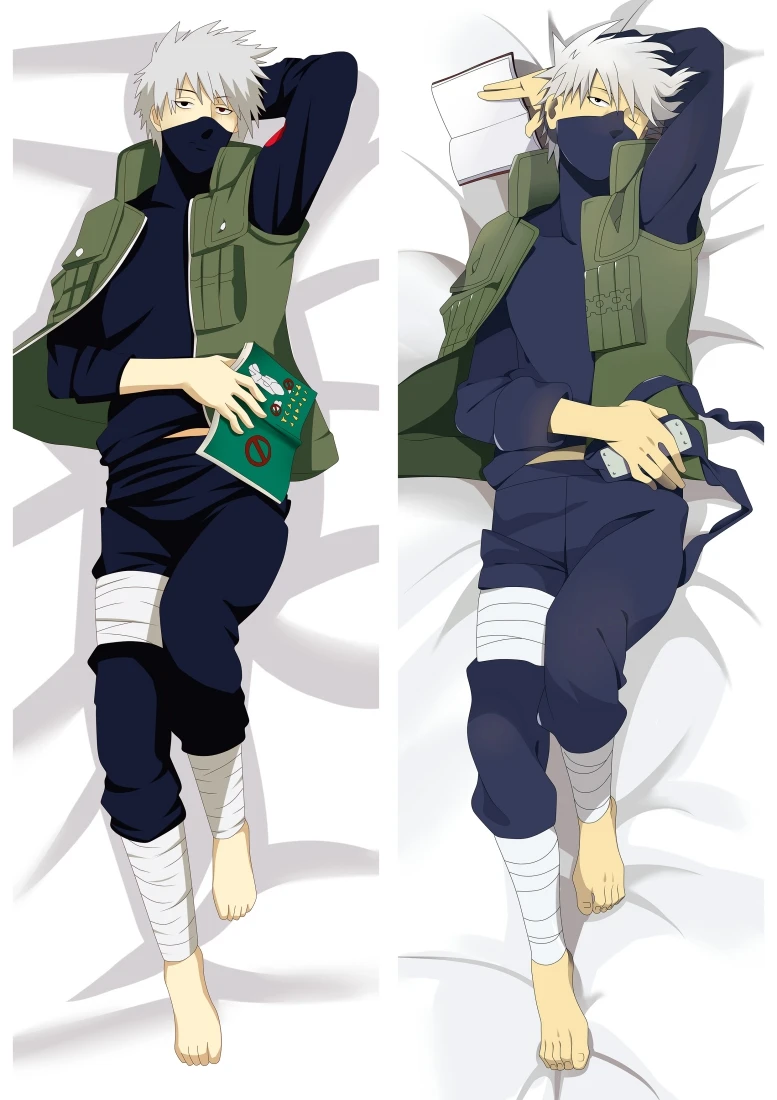 Funda de almohada de Anime Hatake Kakashi Uchiha Sasuke Dakimakura, cubierta de almohada de cuerpo abrazable de 2 vías, ropa de cama de piel de melocotón impresa