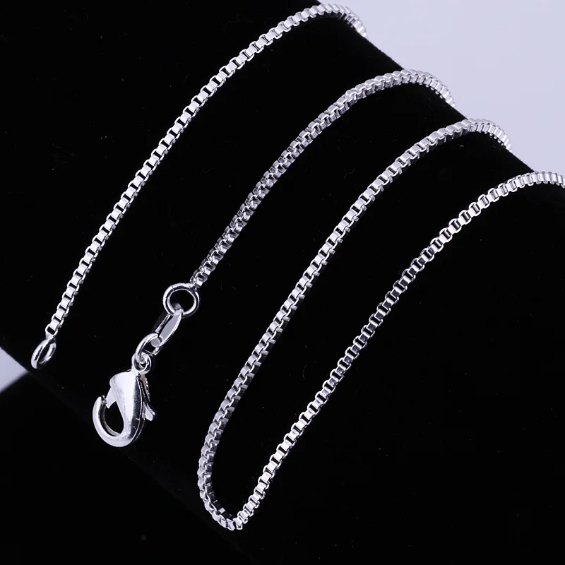

Wholesale 925 Sterling Silver 16"-24'' Fashion Box With Chain Necklace Women Men Beautiful Jewelry Gift