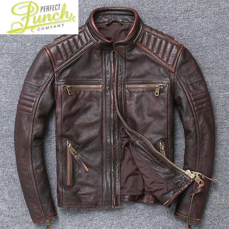 

Cow Jackets Leather Real Coat for Men 2021 Spring New Fashion Short Slim Casual Street Style Plus Size X-1911