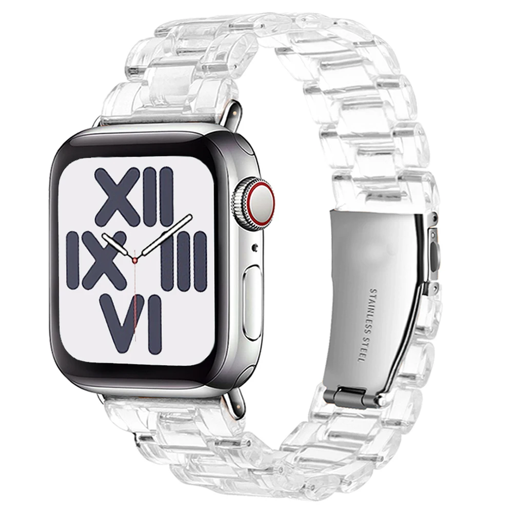 

Transparent strap for apple watch band 44mm 40mm correa 42mm/38mm Resin link smart bracelet iwatch series 7 6 5 4 3 SE 41MM 45MM