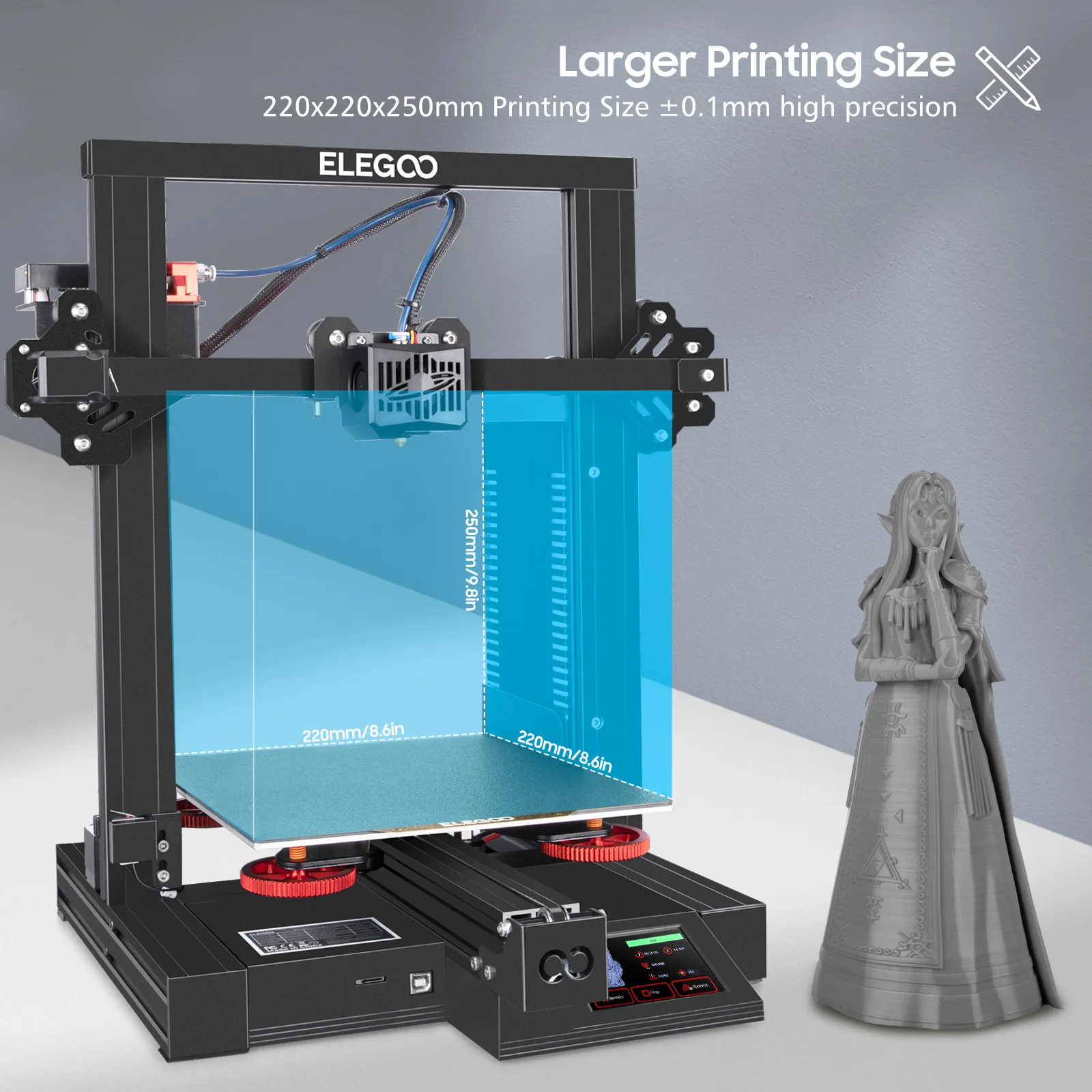 ELEGOO BR Нептун 2S FDM 3D принтер с двойной передачей металлический экструдер & PEI