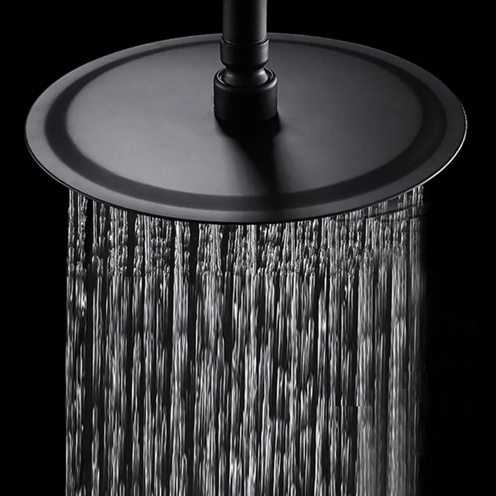 

Stainless Steel Rainfall Shower Hotel Bathroom Shower Head 8 Inch Round Filter Adjustable High Pressure Showerhead Black