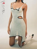 tossy women camisole v neck sleeveless bodycon mini dresses patchwork hollow out sexy club dress ladies streetwear fashion y2k