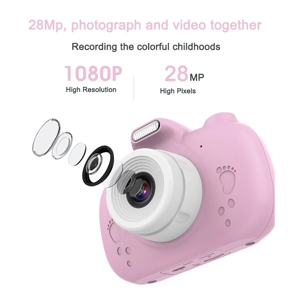 Милая цифровая фотокамера игрушки для детей 3-дюймовый HD экран перезаряжаемая