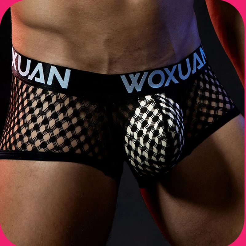 

Recommended! Mesh Sexy Mens Boxer Breathable Black Fashion Comfortable Bag Jockstrap Underwear Gay