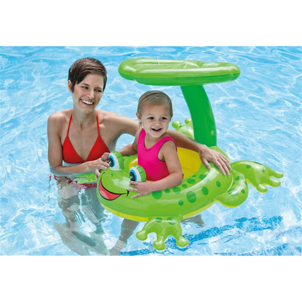 

119x79CM / 47x31inch Baby Inflatable Pool Float with Canopy Seat Boat Infant Swim Ring Swimming Beach