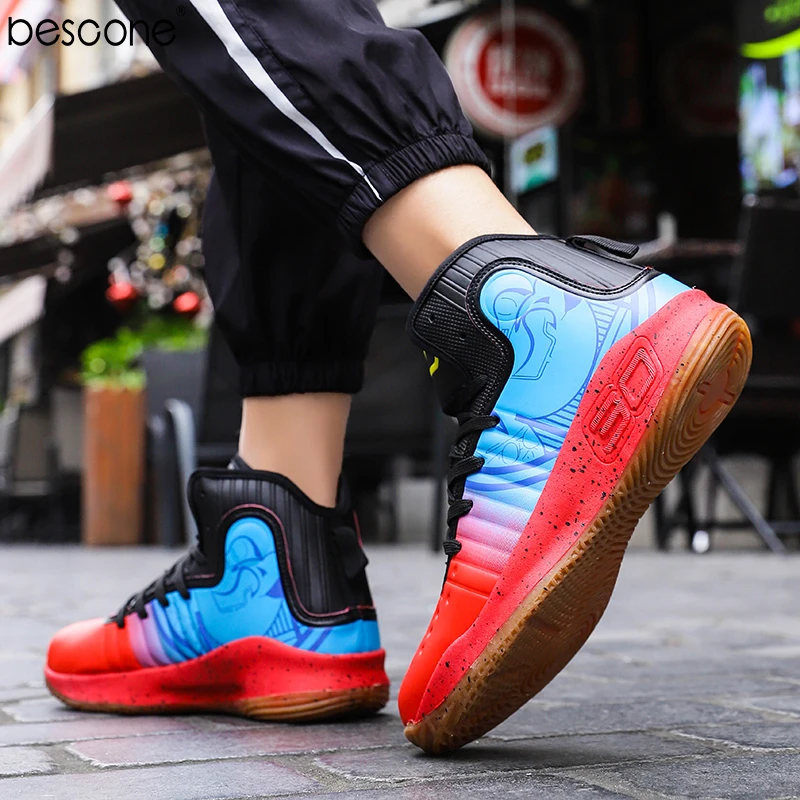 BESCONE Men's High Top Basketball Sneakers Classic Lace-up Spring Autumn Comfortable Outdoor Casual Flats Shoes LX-Q2100 | Обувь