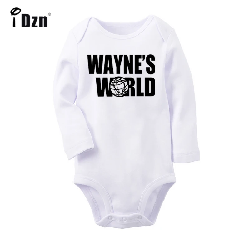Funny TV Show Comedy WAYNE'S WORLD Easy And Cute Eyelash Printed Newborn Baby Outfits Long Sleeve Jumpsuit 100% Cotton