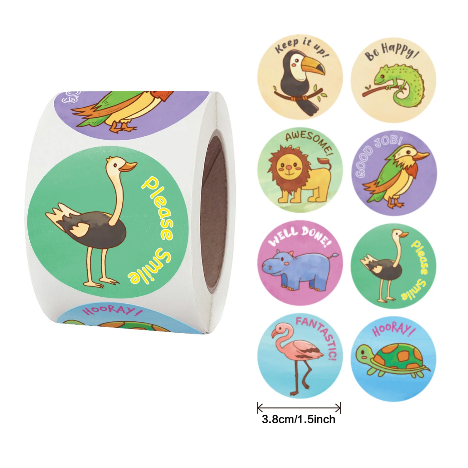 

500pcs Animal Reward Stickers Self Adhesive Positive Words Incentive Sticker Label for Teacher Classroom Supplies School Favor