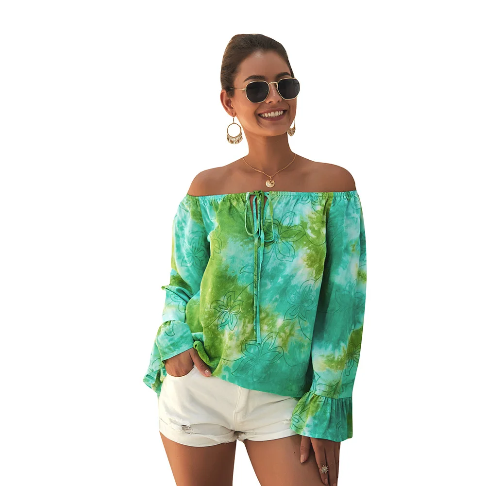 

European and American fashion women's tops women summer 2020 new strapless sexy long-sleeved shirts
