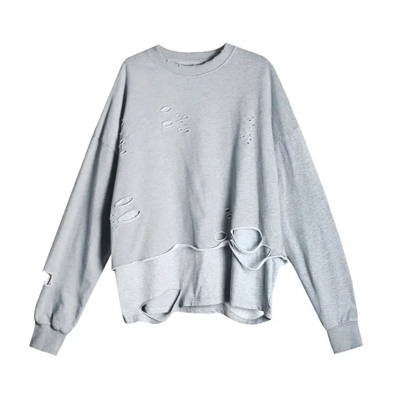 

XITAO Hole Sweatshirt Fashion New Women False Two Piece Full Sleeve Pullover Goddess Fan Casual Style 2021 Sweatshirt ZY4634