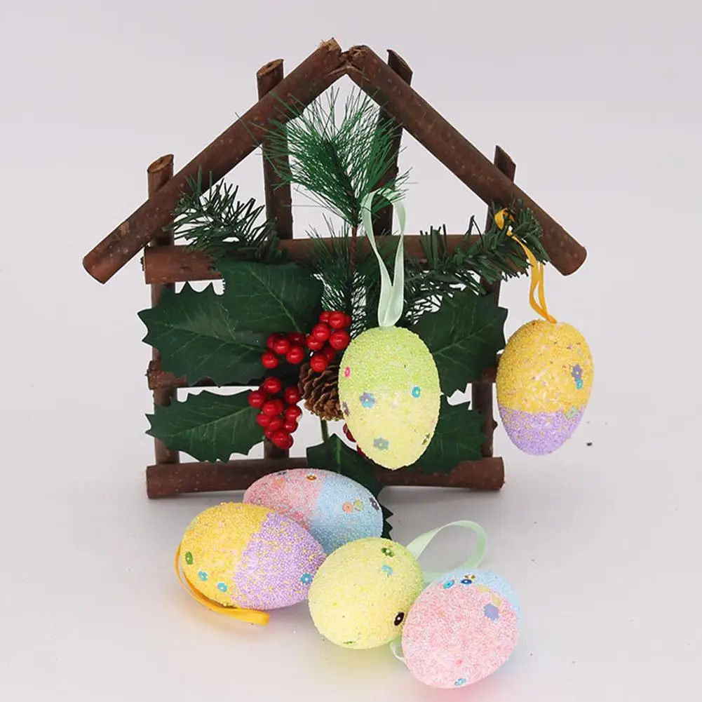 

New Easter Decoration Easter Decorations For Home Green 6PCS/pack Ornaments Foam Eggs DIY Eggs Easter Blue Orange Eggs I5X3
