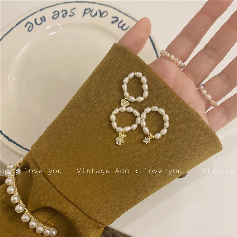 Кольцо AOMU круглое с имитацией под жемчуг женское элегантное вечернее вечерние