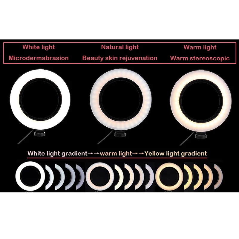 

Desktop Live Lights Beauty Lamp Photography Lighting Fill Light LED Phone Selfie Ring Photography Light USB Lamp Makeup Youtube