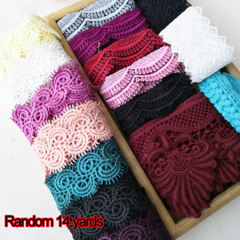 Random 14 yards 14 ярдов 1,7-8 см вышивка, кружевная отделка, пэчворк, ручная работа, рукоделие, Швейные аксессуары, ткань, украшение одежды, 910 - Цвет: Random 14 yards