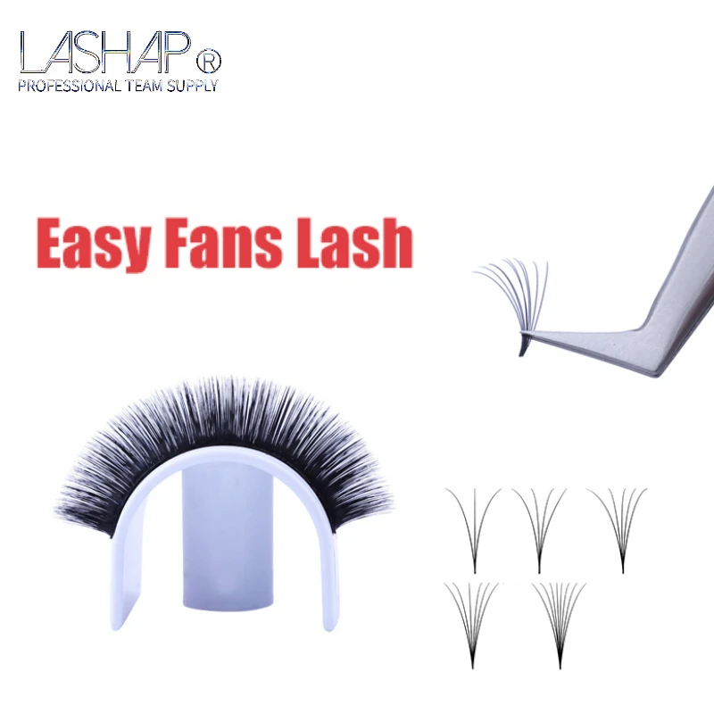 Оптовая продажа LASHAP Easy Fans ресницы 9 мм C D DD завитки ручной работы мягкие цветущие