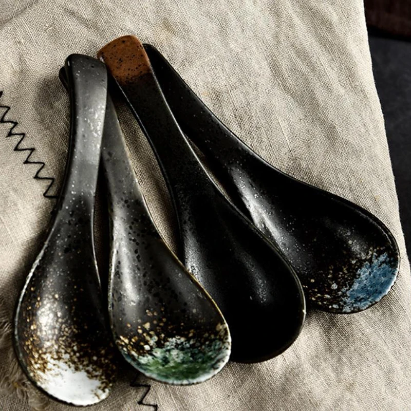 Керамическая ложка для супа в японском стиле 2 шт./лот винтажные маленькие