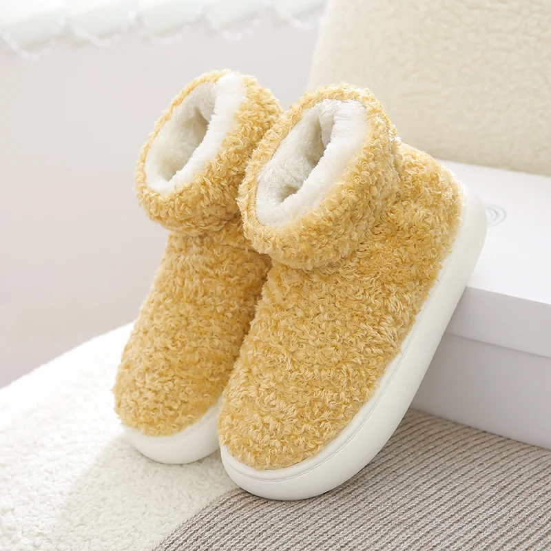 Warm Home Slippers Women Winter Slippers Adult Men and Women Household Slipper Soft Non-Slip Short Plush Indoor Flat Shoes