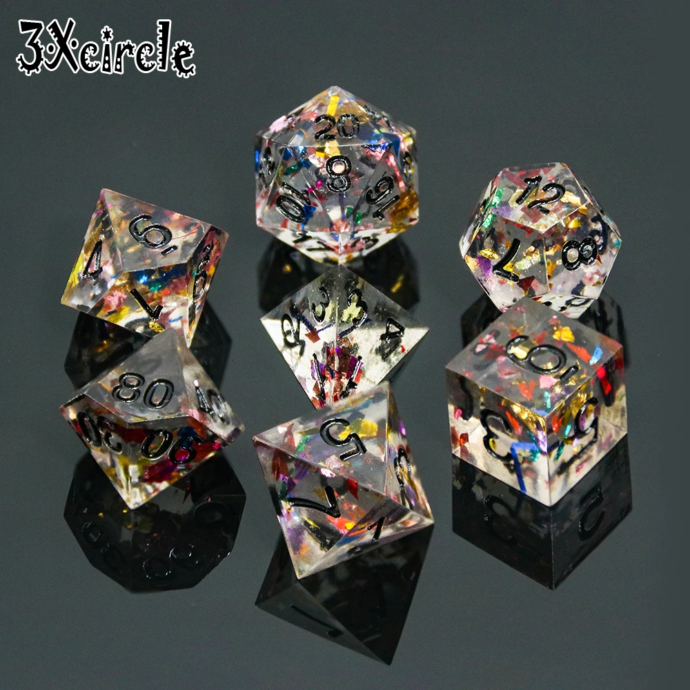 Высшее качество 7 шт. прозрачные квадратные углы многогранные цифровые кости