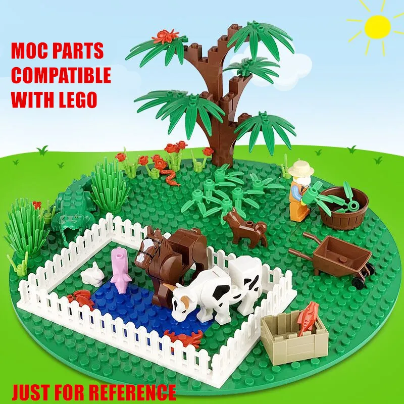 

5PCS Farm Animals Blocks Moc Mini Building Bricks Pig Dog Chick Fish Cat Rabbit Toys for Children Juguetes Bloques Animals