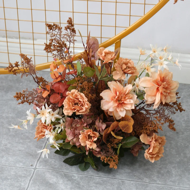 Retro Orange Series Artificial Flower Row Wedding Arch Decor Arrangement Outside/in door Setting Party Props Flowers Wall | Дом и сад