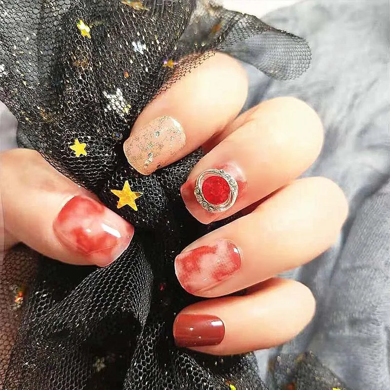 style6 24 шт., цветные декоративные накладки на ногти для свадьбы, невесты, искусственные накладки на ногти с клеем для девочек - Цвет: style6