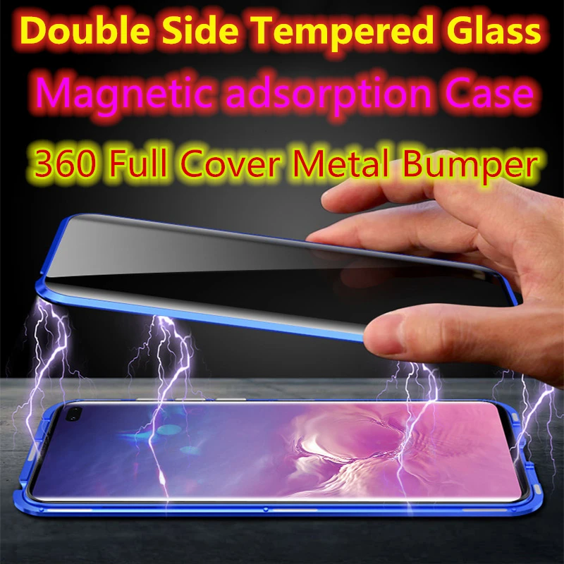 

360 Full Cover Magnetic Adsorption Case For Oppo Reno 2Z Double Tempered Glass Case Coque Reno2Z Reno 2Z Fundas Metal Shell Euti