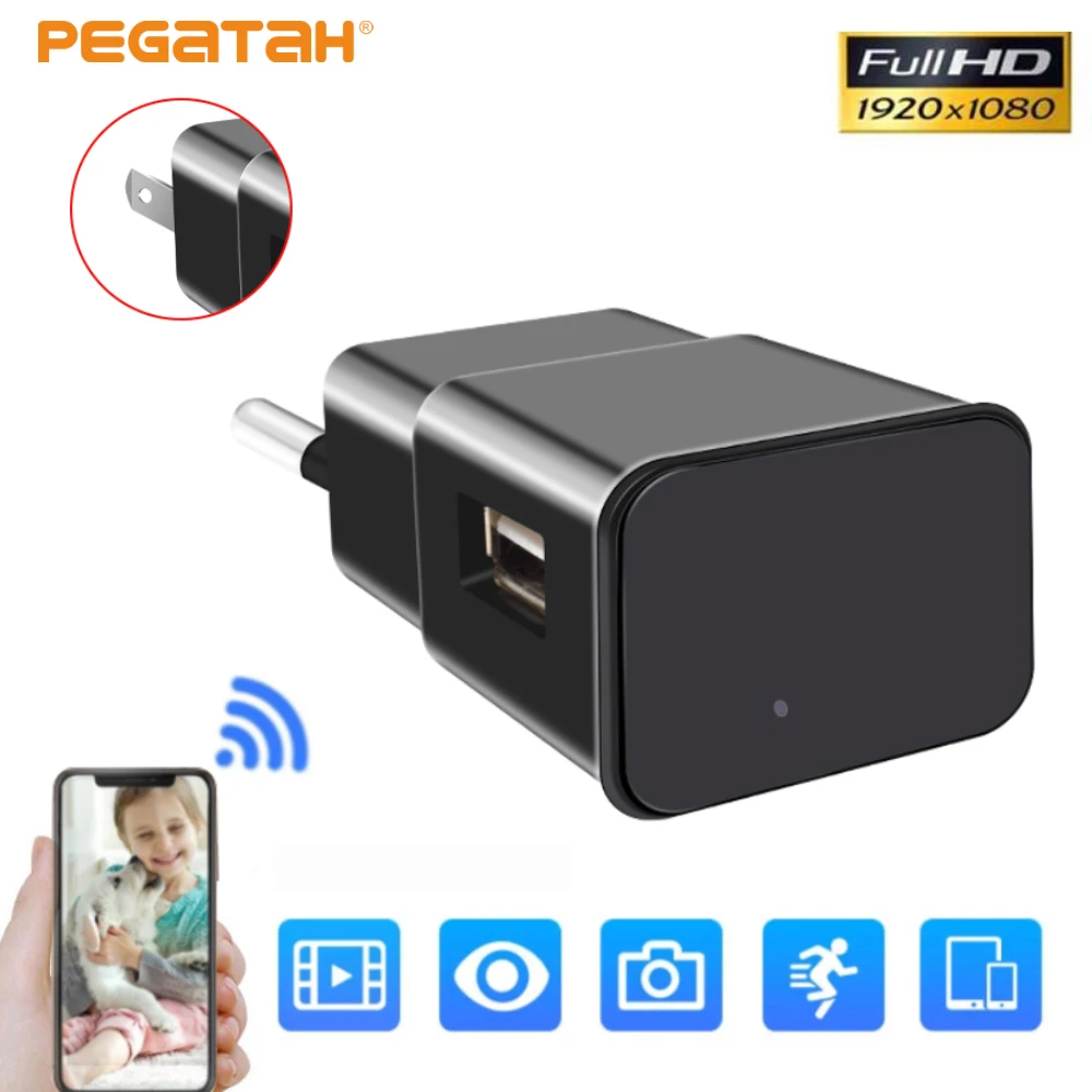 1080P Мини Wi-Fi камера Беспроводная USB розетка настенное зарядное устройство