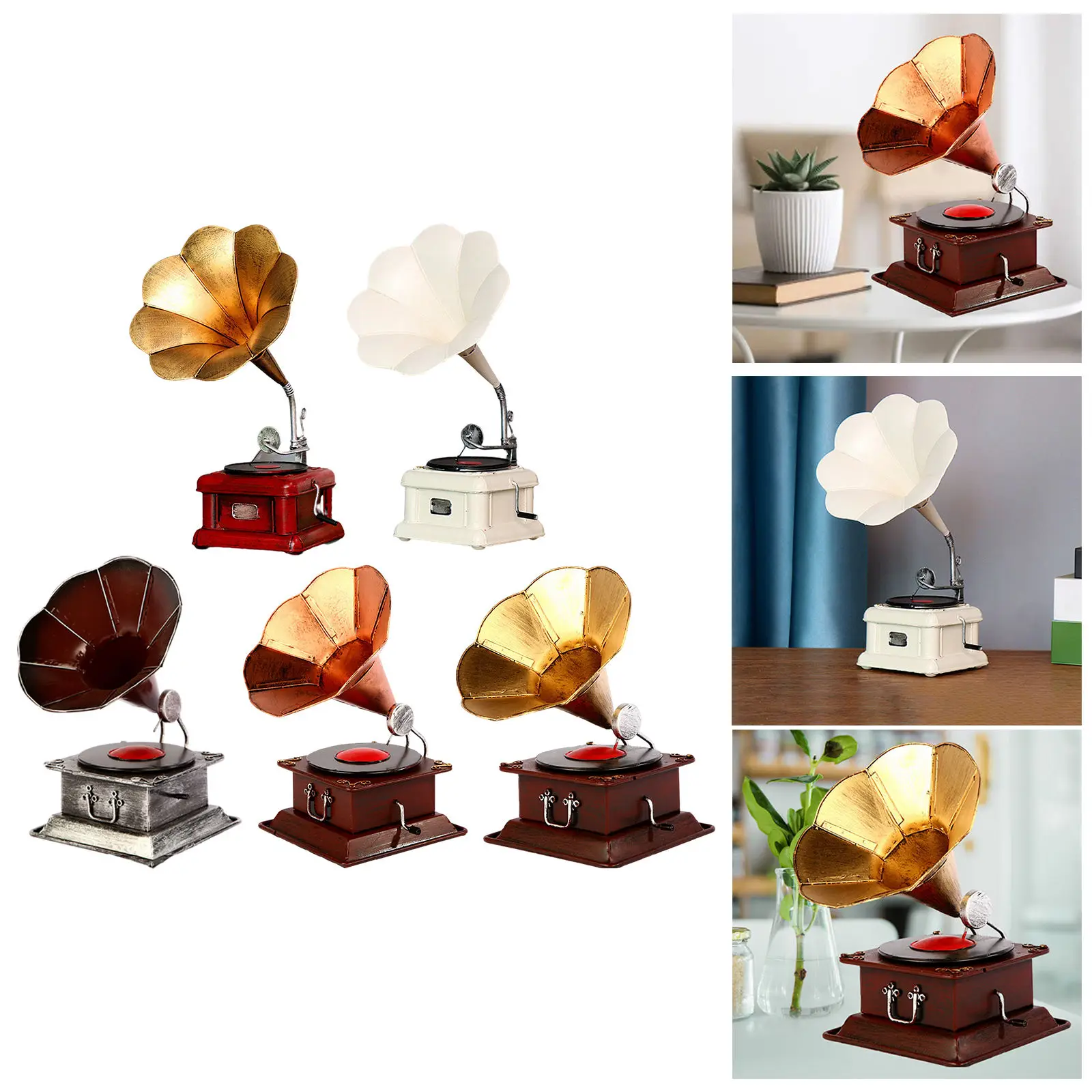 

Classic Phonograph Ornament Display Ornaments Gramophone Model Desktop Home Cafe Bar Living Room Decor Housewarming Gifts