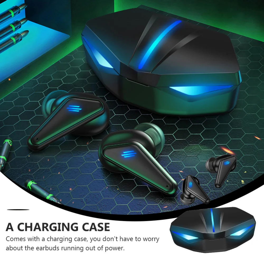 

1Set Wireless Game Headset Professional Gaming Headphone Luminous Earbud Black