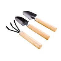 3pcsset mini garden tools set rakespadeshovel with wooden handles metal head gardener bonsai tool garden tools for flowers