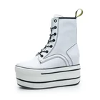 Ботинки мартинсы 10 см, женские кроссовки из натуральной кожи, Белая обувь на платформе, новинка 2021, зимние кроссовки с высоким берцем, черные женские ботильоны