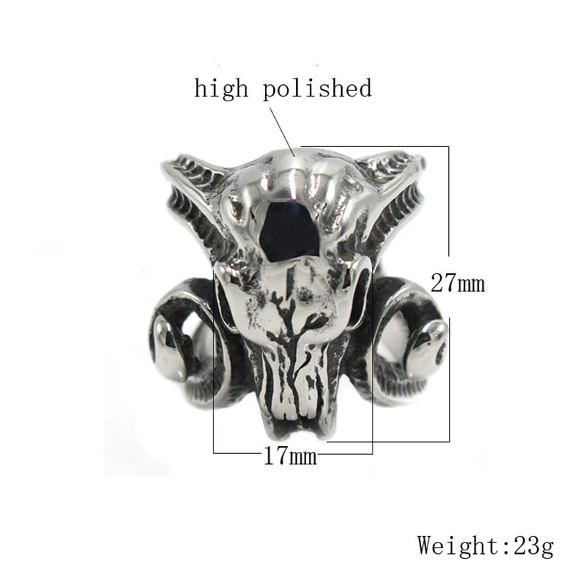 

Vintage Ring/Men Gift,Punk Accessories,Titanium Steel Sheep Skull Ring Gothic Style Jewelry