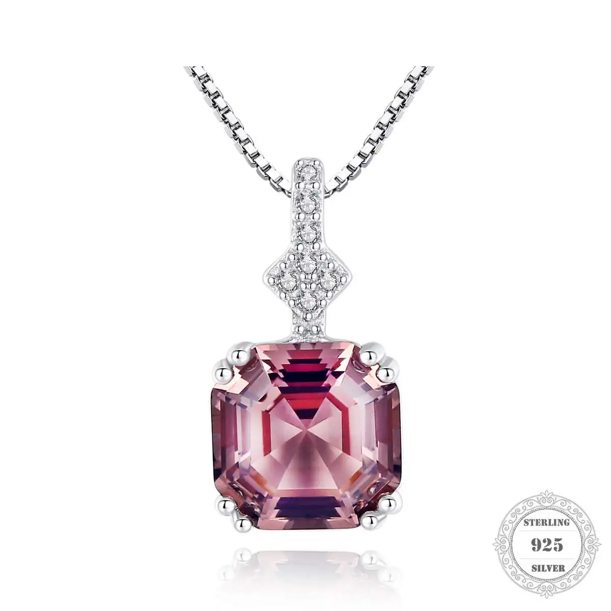 Цепочка женская из серебра 925 пробы с квадратным камнем Моргана|Ожерелья| |