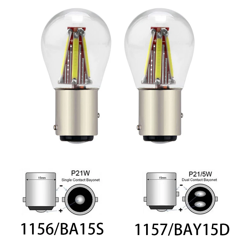 

1156 BA15S 1157 BAY15D BAU15S CAR 4 COB LED Filament Light Bulbs Turn Signal Tail Parking Reverse Lamp 12V LED DC 2006 3W Aveo5