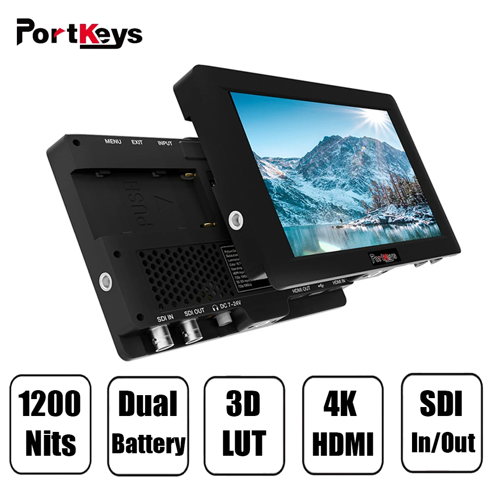 PortKeys HS7T High Bright 1200nit 3g SDI/4 K HDMI на монитор камеры 3D LUT, черный