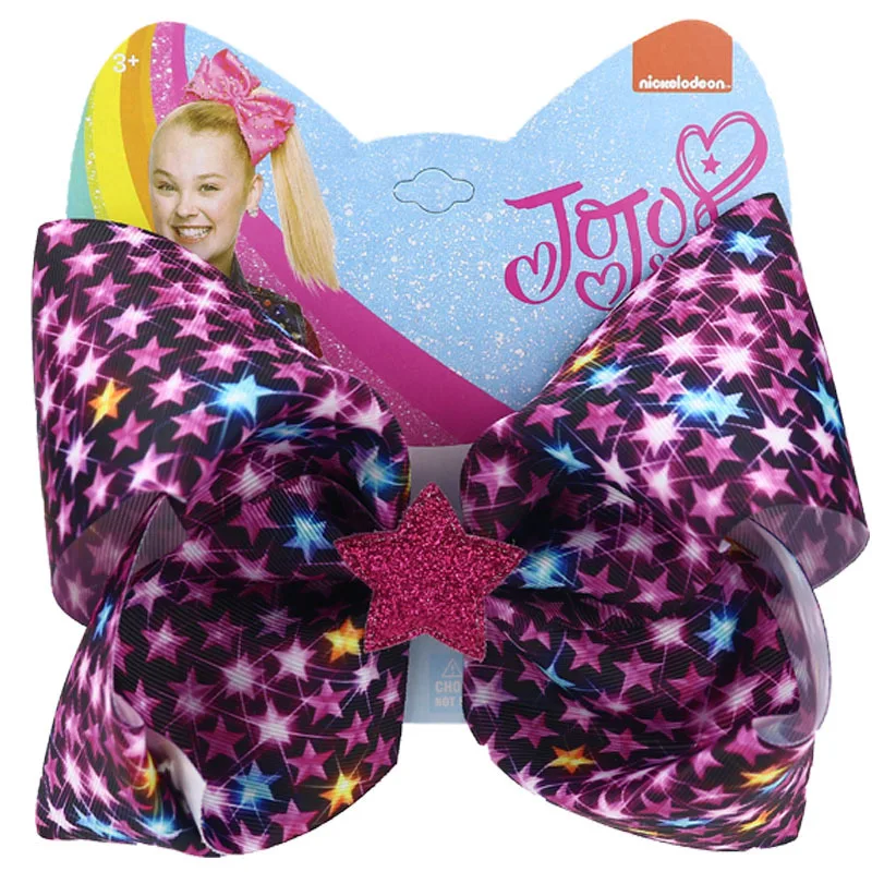 

8" Jojo Siwa Bows for Girls Sequin Hair Bows Kids Hair Clip Ribbon Hairpins Knot Hairgrips Star Fashion Hair Accessories