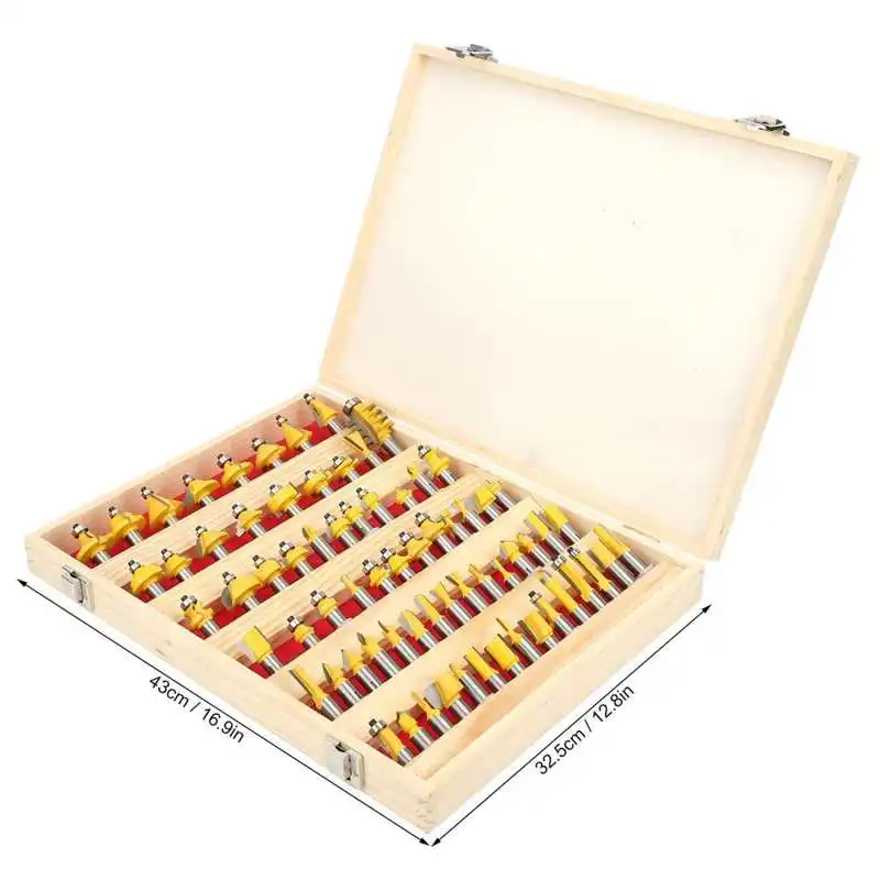 

WALFRONT 70Pcs Router Milling Cutter Bits Set 1/2in Shank for Woodworking Planer Milling Cutter Accessories Woodwork Tools