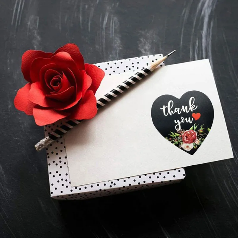 

500pcs/roll Flower Thank you Tag Stickers 38mm Gift Box Label Sticker Handmade Card Gifts Thank You Tag Sticker For Thanksgiving