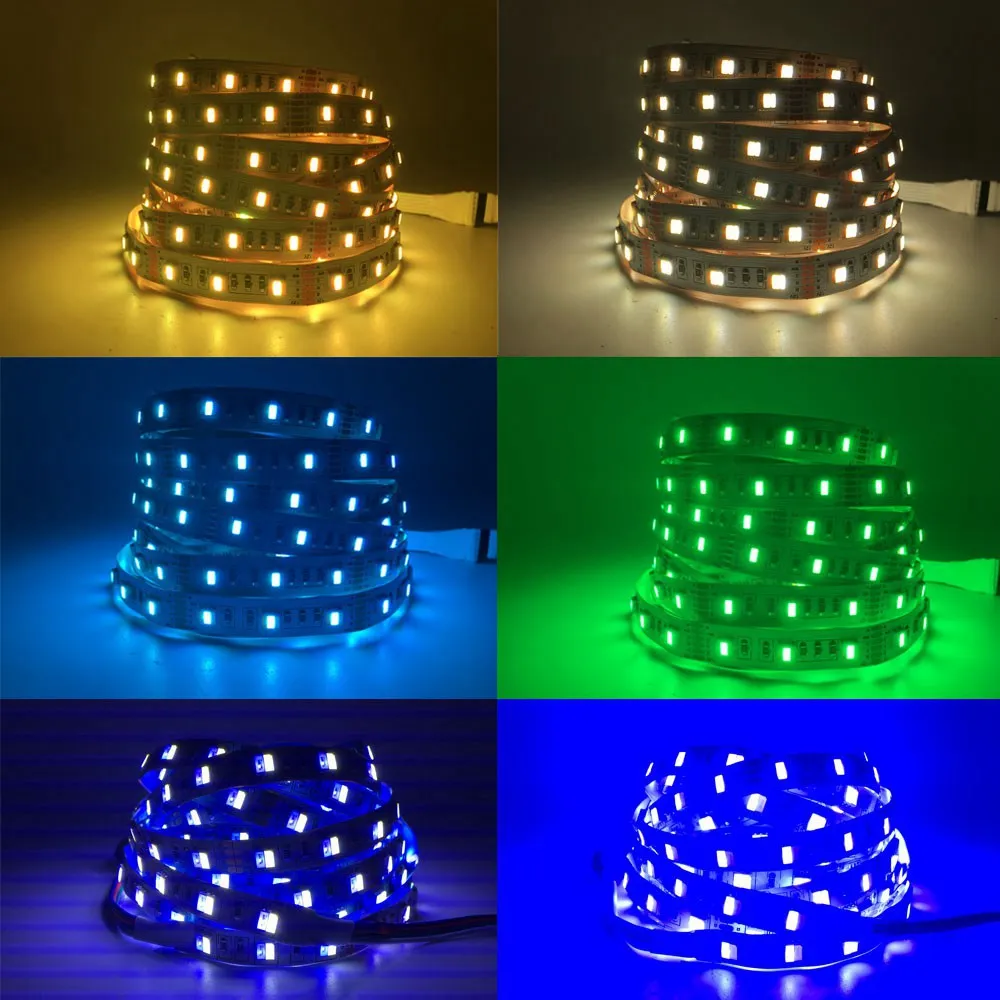 RGB + CCT Светодиодная лента 5050 60 светодиодов/метр 12 в 24 вольт 5 1 чипы Гибкая полоса