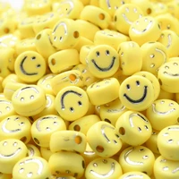 100pcs 7mm round flat yellow smile acrylic beads cute loose spacer beads for children kids diy jewelry making necklace bracelet