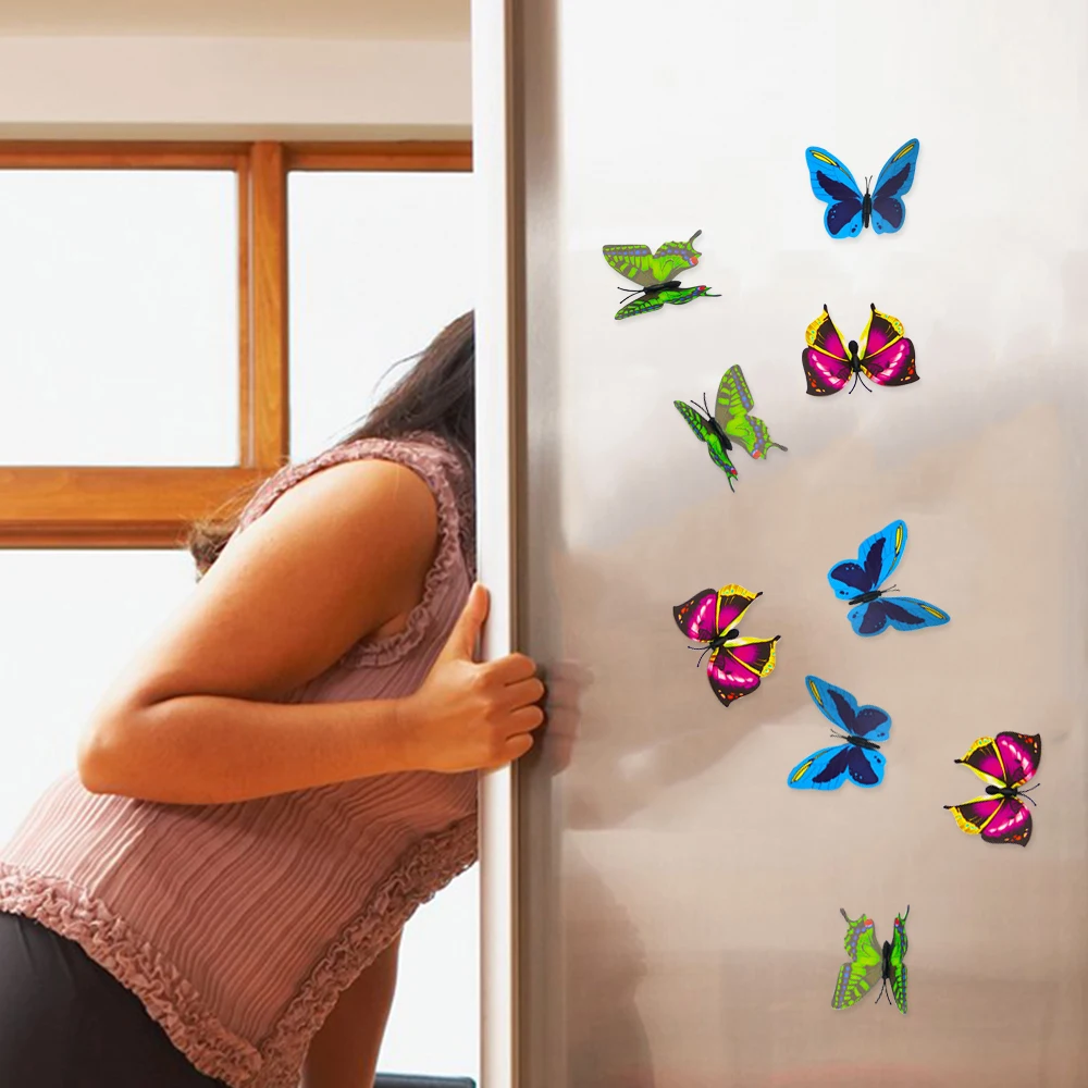 Random 50PCS 3D Simulation Butterfly Sticker Home Decoration Refrigerator Wall Stickers Wedding Party Fake | Дом и сад