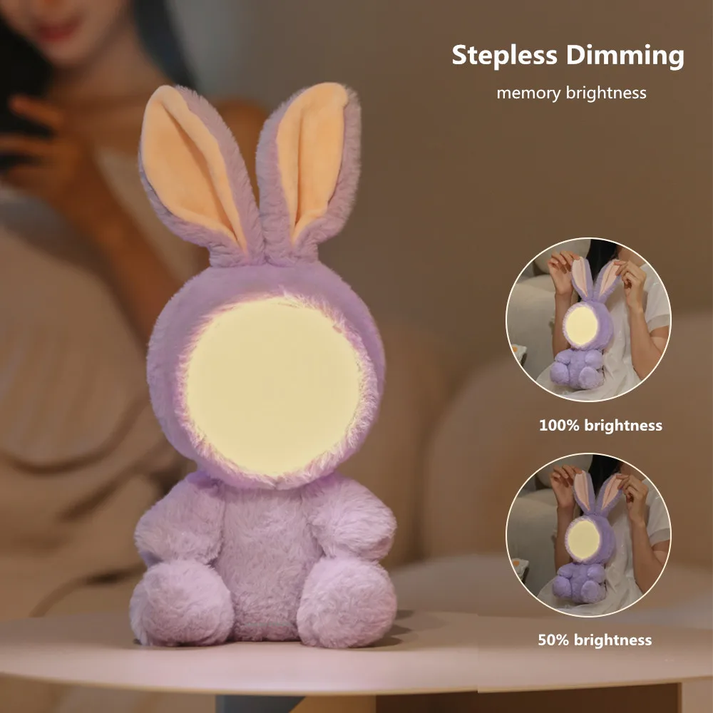 

Rabbit Bear Plush Doll Night Light Bluetooth Speaker Music Player Rechargeable Dimmable LED Table Lamp for Children Baby Gift