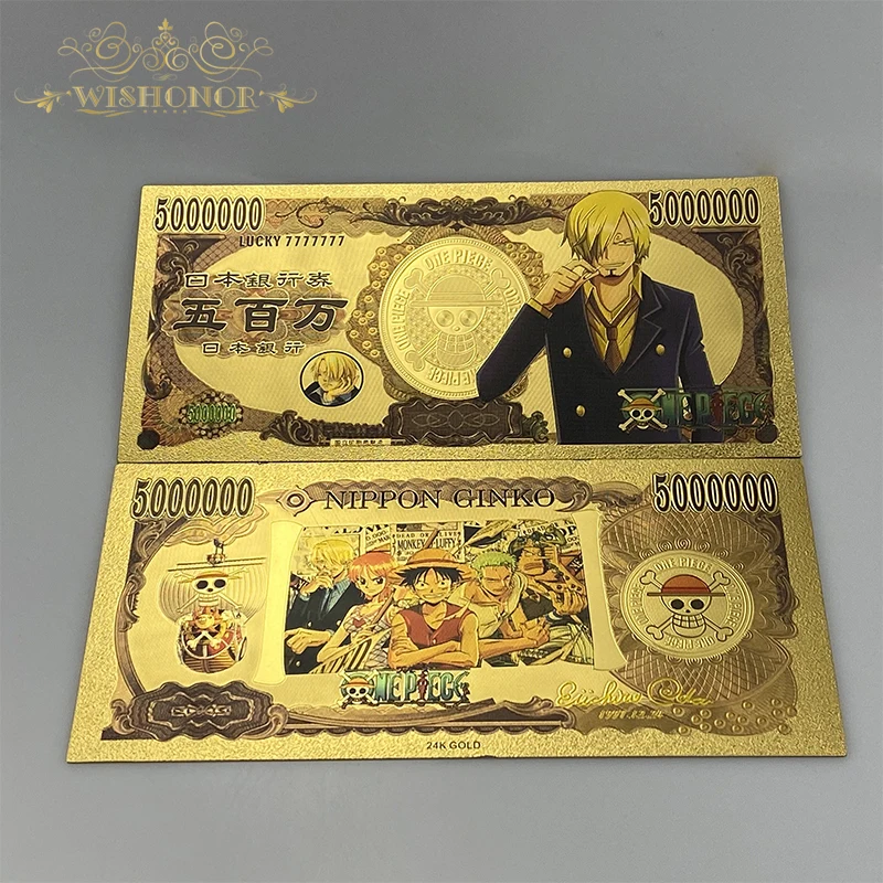 

Nice Japan One Piece Monkey D Luffy Grandline Men Luffy Gold Banknote Yen Gold Banknote for Collection