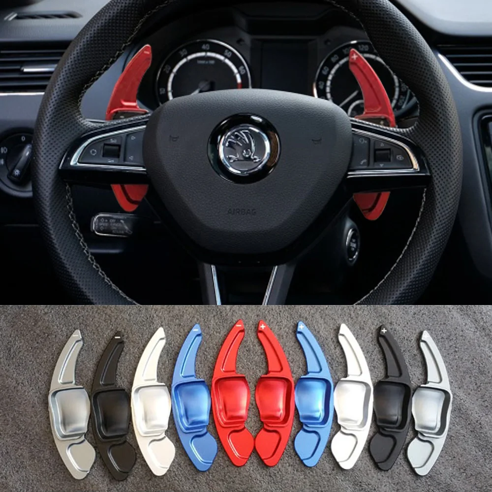 

Car Paddle For Skoda Octavia Fabia Scala Superb Scout RS VRS MK3 Scout Steering Wheel Extender Shifters Gear Paddles DSG Sticker