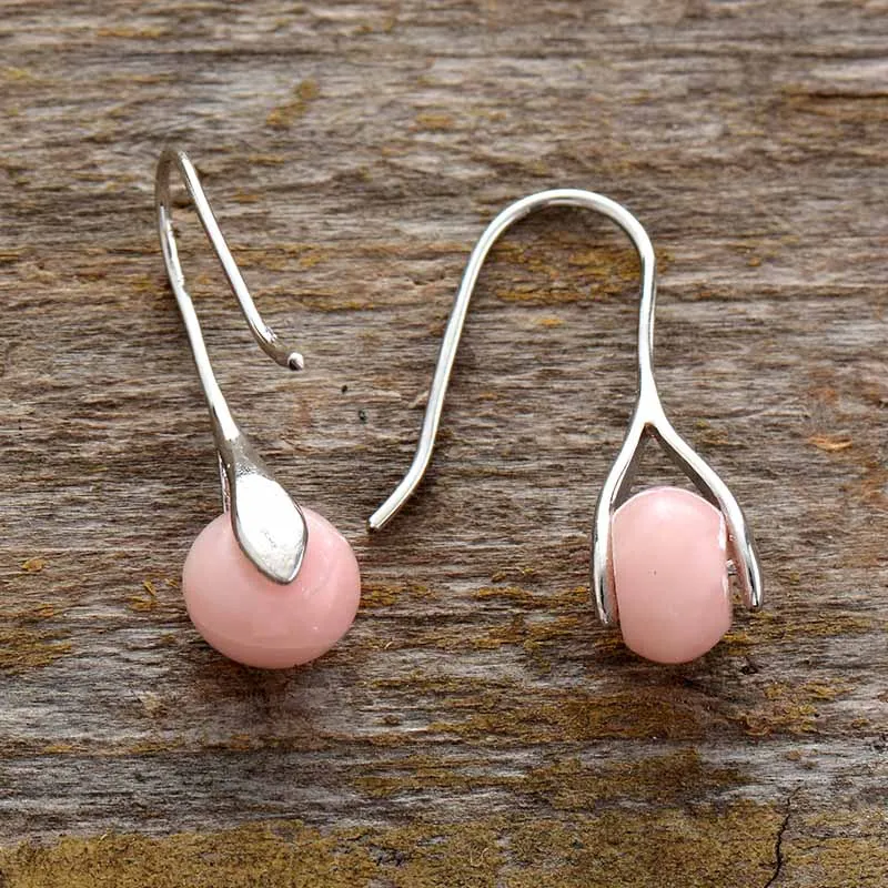 Эксклюзивные женские серьги с розовым опалом элегантные изысканные Женские