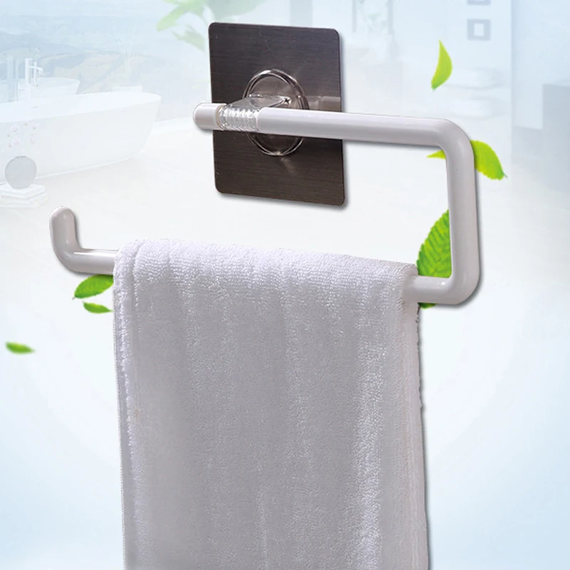 

Strong Magic Flexible Sticker Plastic Hand Towel Ring Holder For Bathroom Towel Rack Multifunctional Storage Shelf